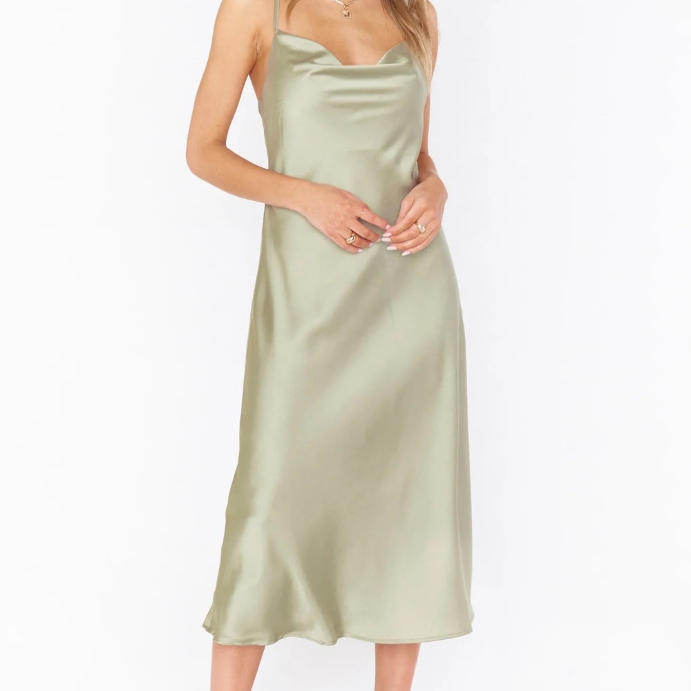 Verona Cowl Dress Moss Green Luxe Satine Show Me Your Mumu - Size XXL